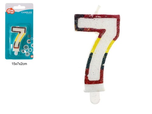 ŚWIECZKA CYFERKA "7" Z BROKATEM 4067