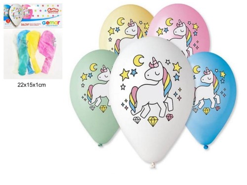 BALONY PREMIUM 12" JEDNOROŻEC 5SZT 9506