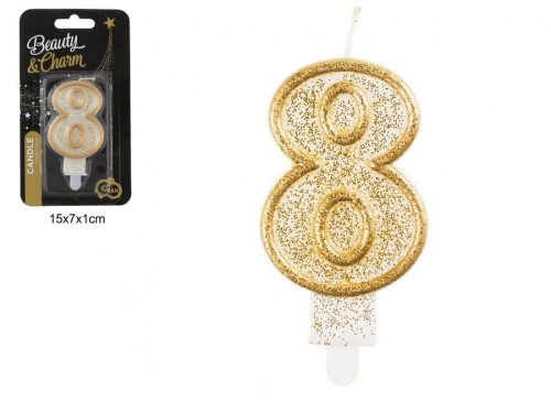 ŚWIECZKA CYFERKA "8" ZŁOTY KONTUR 95129