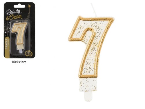 ŚWIECZKA CYFERKA "7" ZŁOTY KONTUR 95128