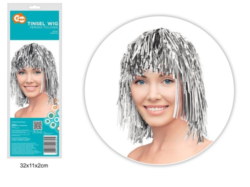 PERUKA FOLIOWA SREBRNA 34056