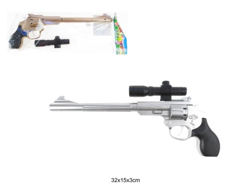 PISTOLET SREBRNY DŁUGI Z LUNETĄ 02200