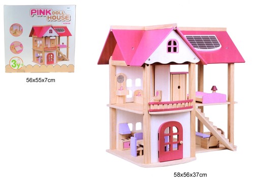 DOMEK DLA LALEK DREWNIANY Z AKCESORIAMI 52237