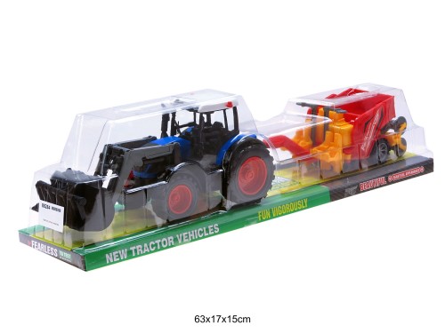 TRAKTOR Z ŁYCHĄ I MASZYNĄ NIEBIESKI 88284